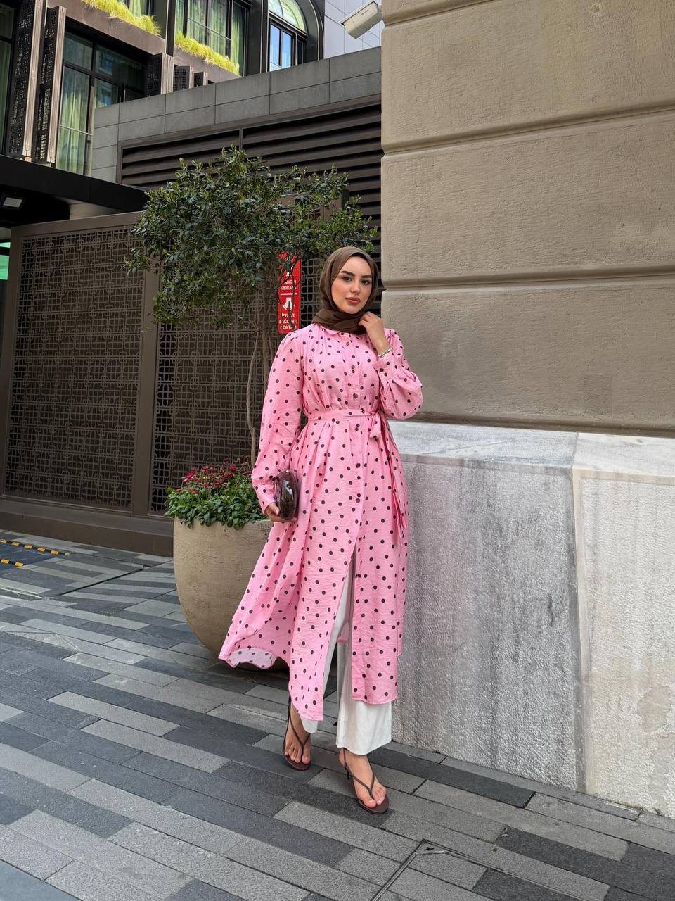Pink & Black Polka Dot Modal Tunic Dress