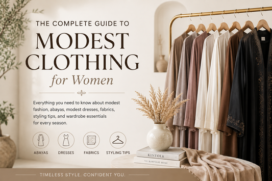 Elegant modest clothing wardrobe featuring premium abayas, modest dresses, and timeless women's fashion essentials.