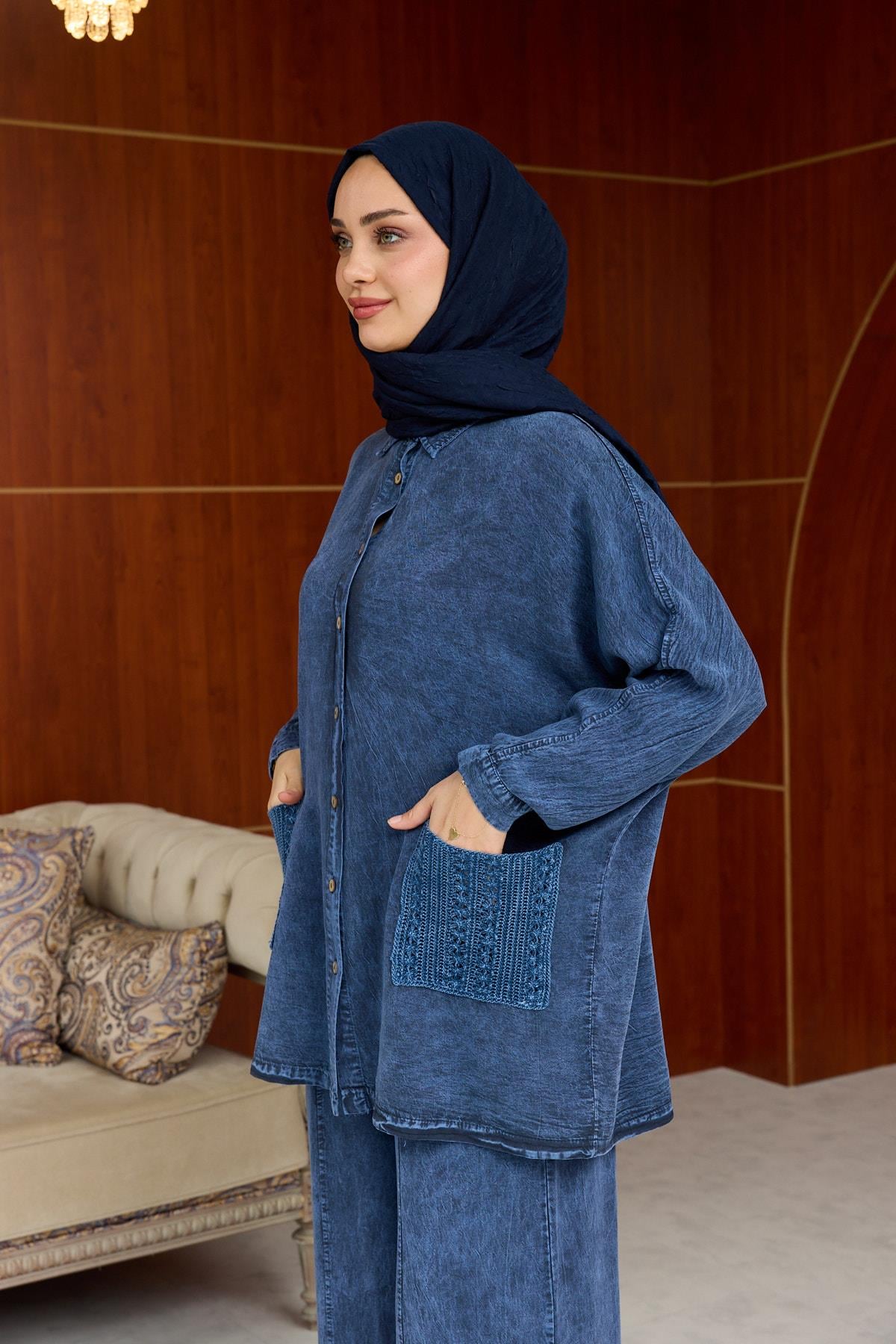 Modest Pocket Detail Denim Set