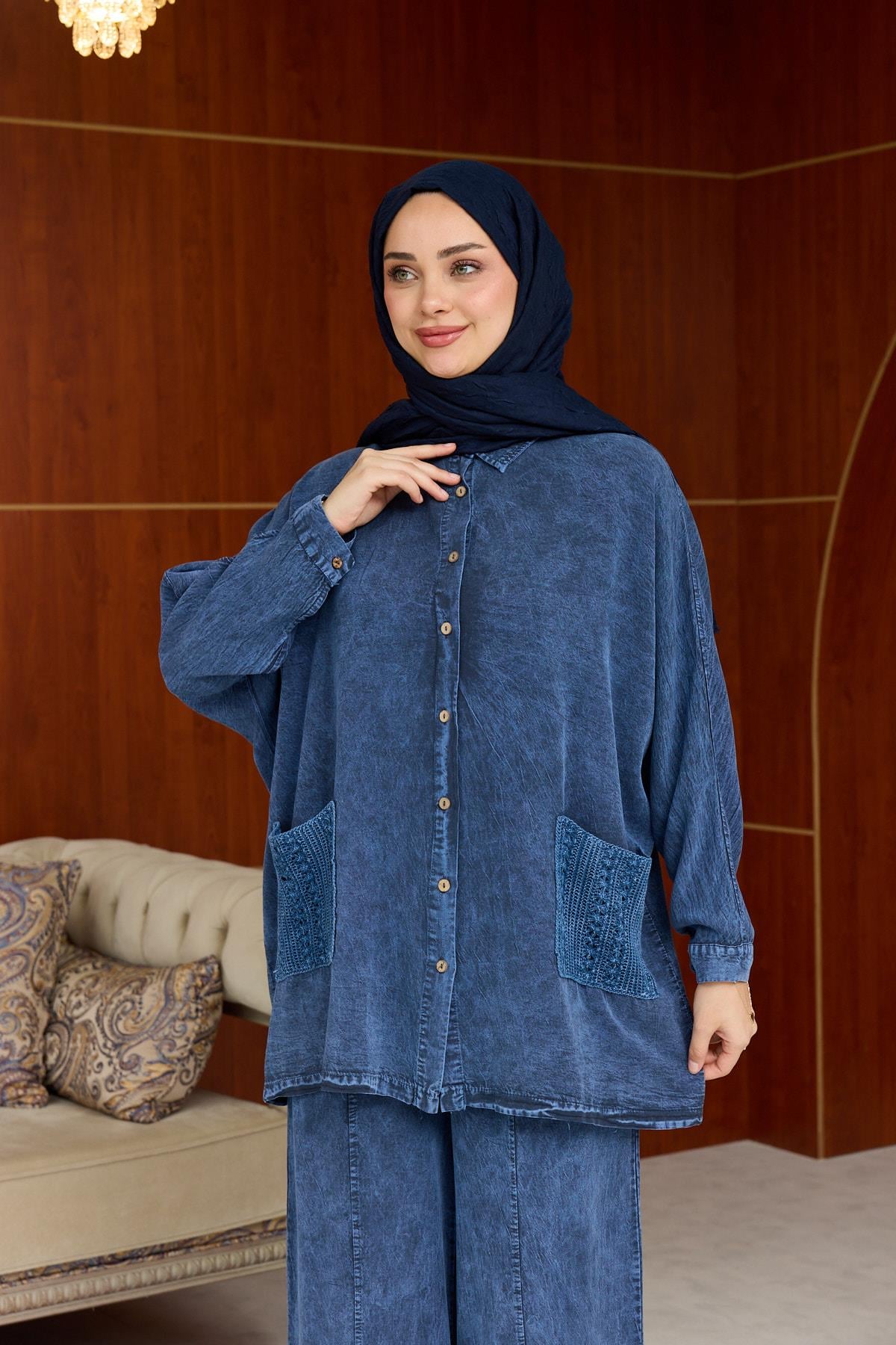 Modest Pocket Detail Denim Set