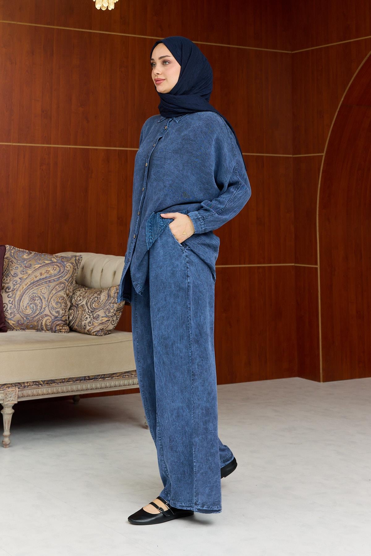 Modest Pocket Detail Denim Set