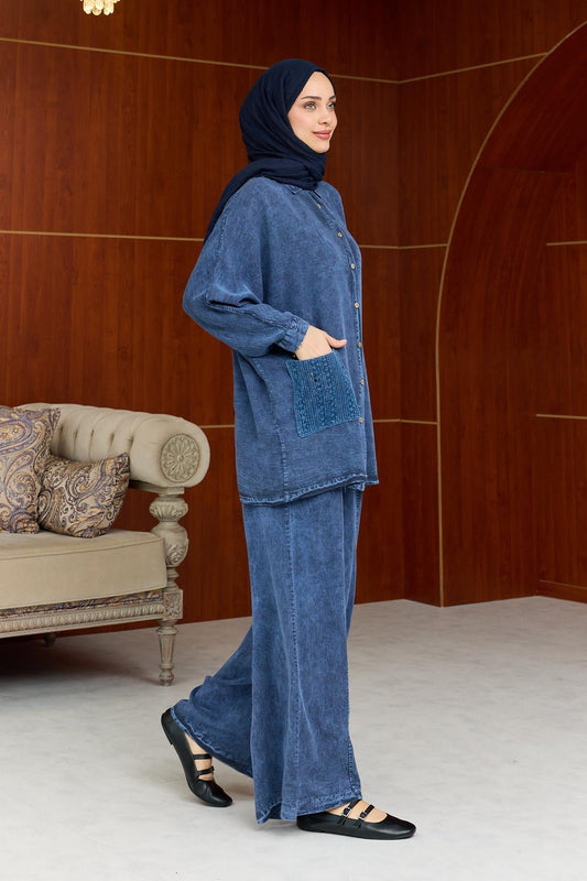 Modest Pocket Detail Denim Set