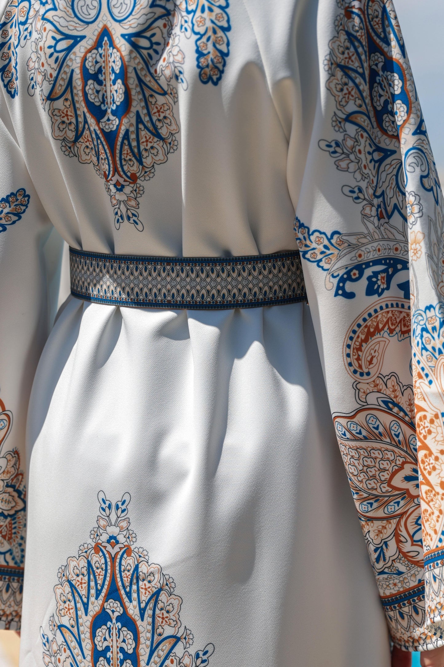 Paisley Print Modest Dress – Ecru